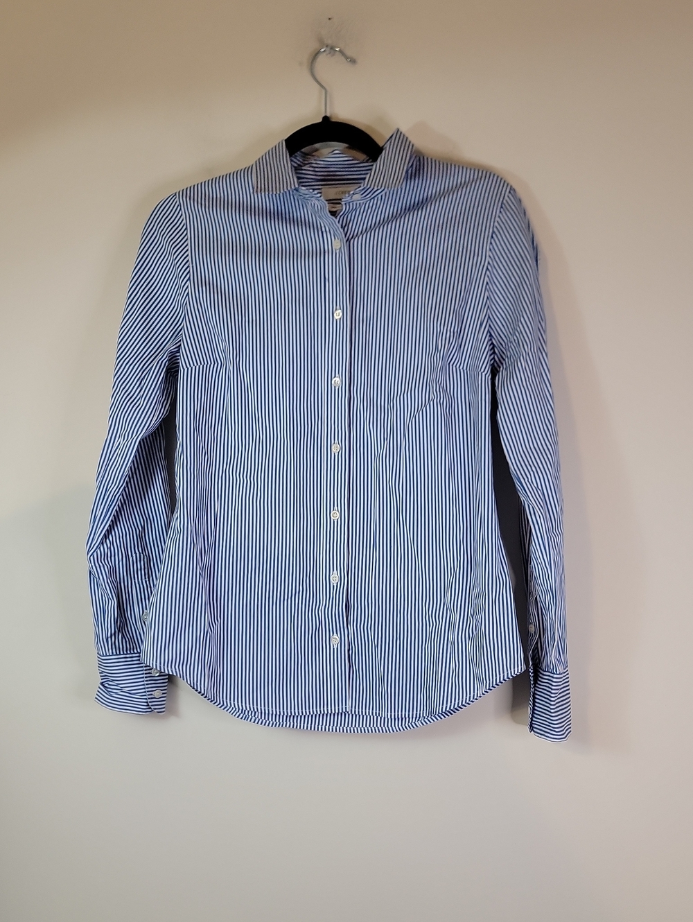 J. Crew Blue and White Vertical Stripe Dress Shirt NWOT